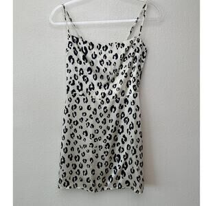 Reformation Silk Cheetah Print Slip Mini Dress Cream/Black Women’s 4
